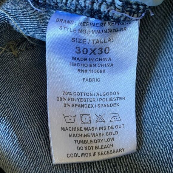 Refinery Republic Men's Slim Jeans Size 30x30 Distressed Stretch Soft Grunge - Picture 15 of 15